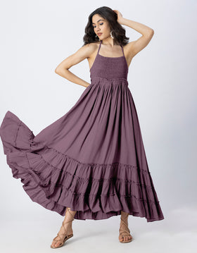 Backless Style Maxi Beach Tiered Dress