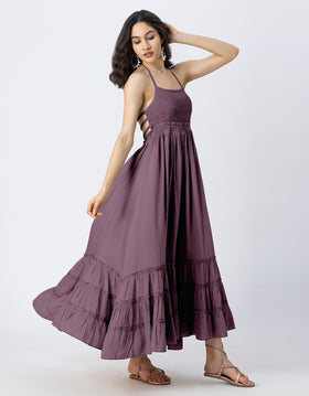 Backless Style Maxi Beach Tiered Dress