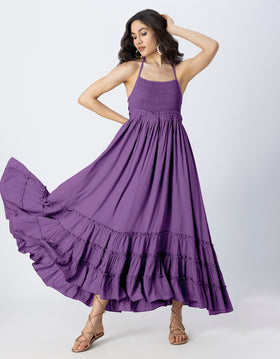 Backless Style Maxi Beach Tiered Dress