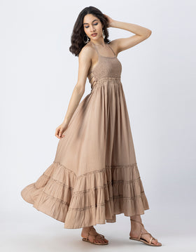 Backless Style Maxi Beach Tiered Dress