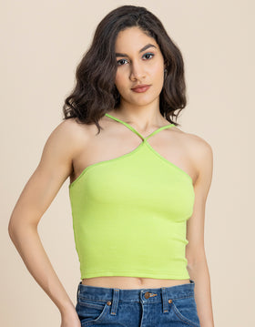 Casual Halter Neck Crop Top For Women