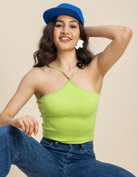 Casual Halter Neck Crop Top For Women