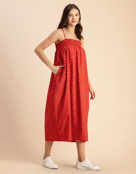 Boho Printed Cotton A-Line Dress - Bohemian Fashion