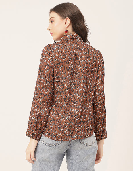 Elegant Animal Skin Women Shirt