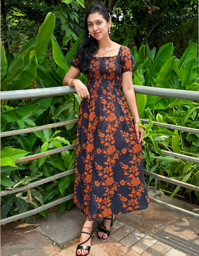 black floral maxi dress