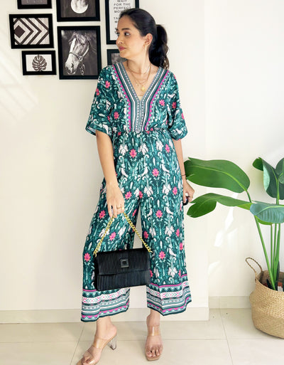 Printed Jumpsuit, V-Neck
