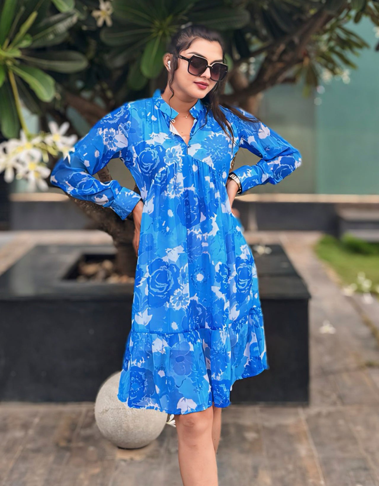 Blue floral dress