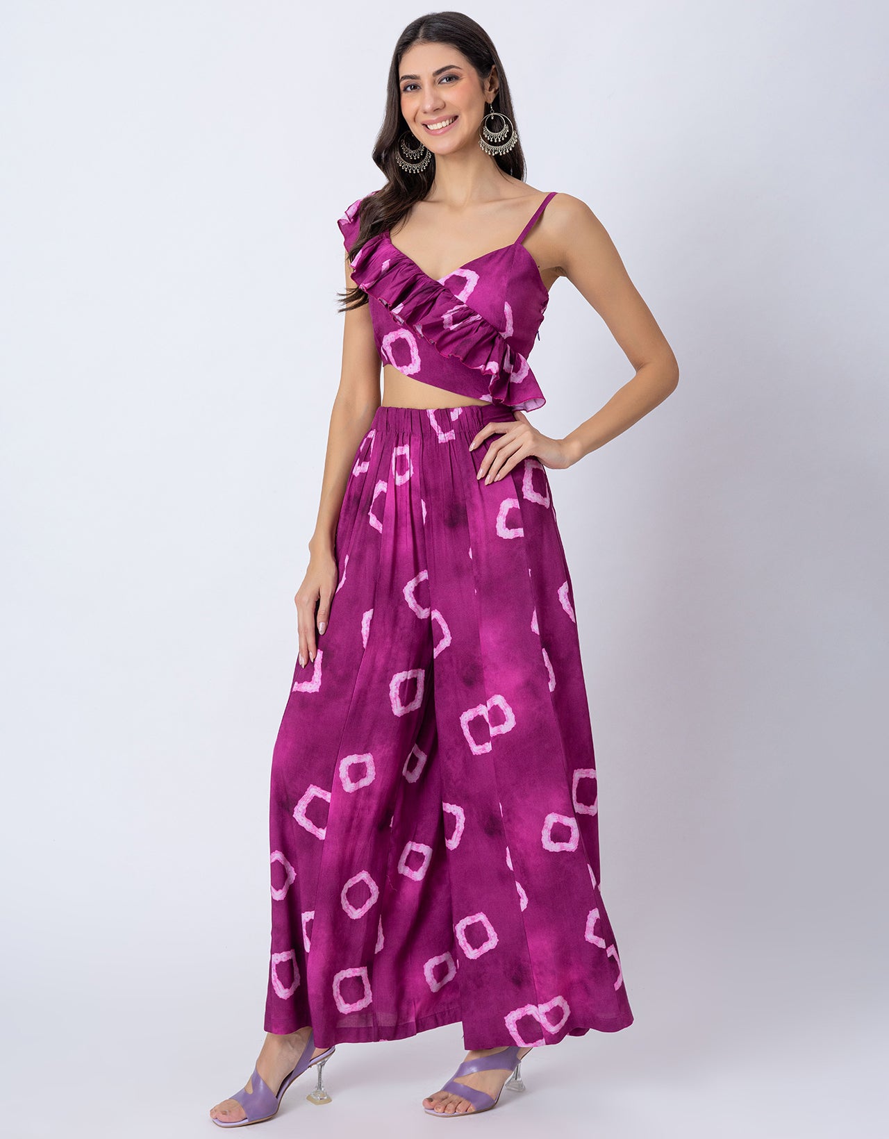 Tie-Dye Print Jumpsuit, Indo-Western Style Party Wear Outfit