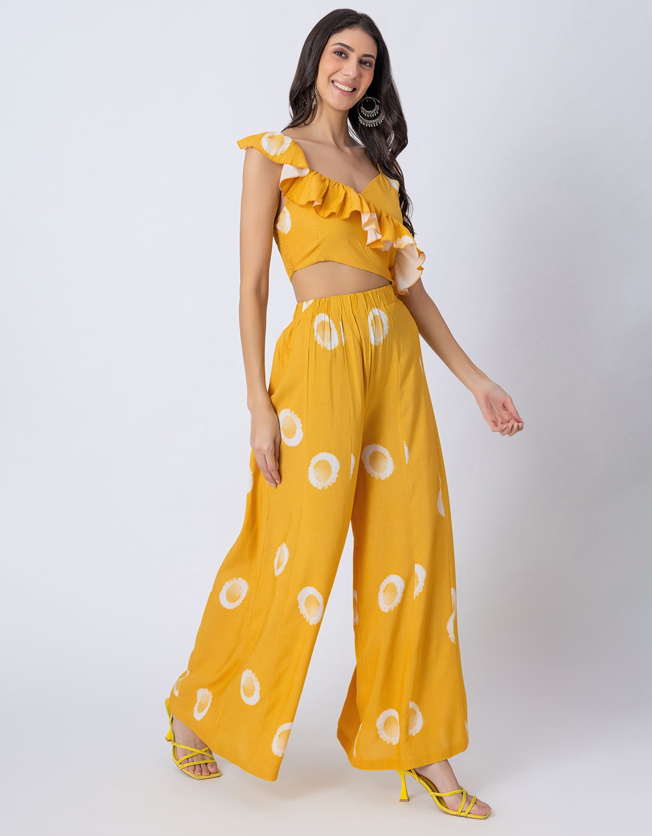 Tie-Dye Print Jumpsuit, Indo-Western Style Party Wear Outfit