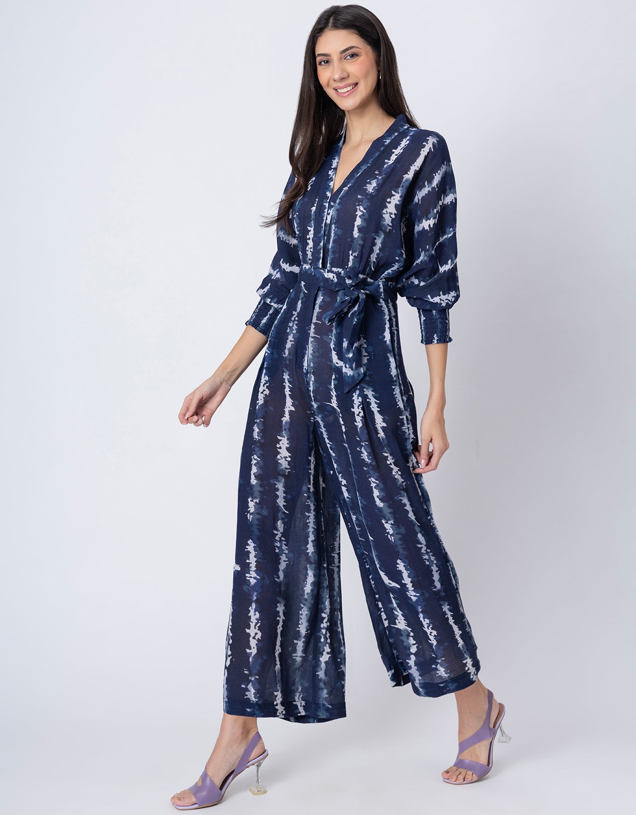 Long Sleeve Full Leg Printed Women's Jumpsuit Romper