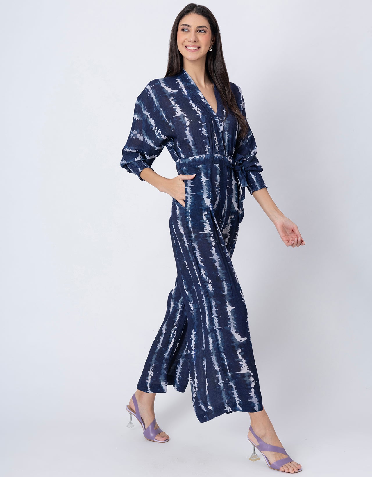 Long Sleeve Full Leg Printed Women's Jumpsuit Romper