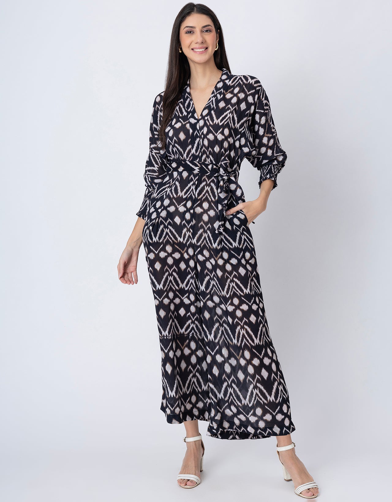 Long Sleeve Full Leg Printed Women's Jumpsuit Romper