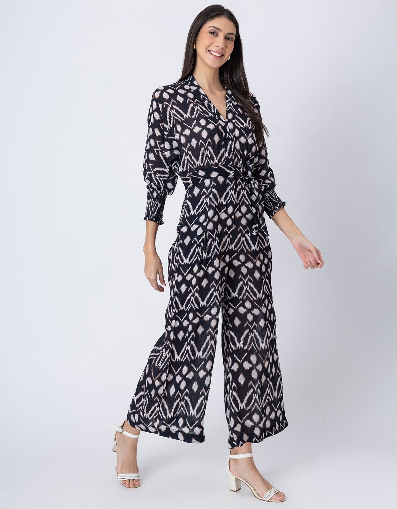 Long Sleeve Full Leg Printed Women's Jumpsuit Romper