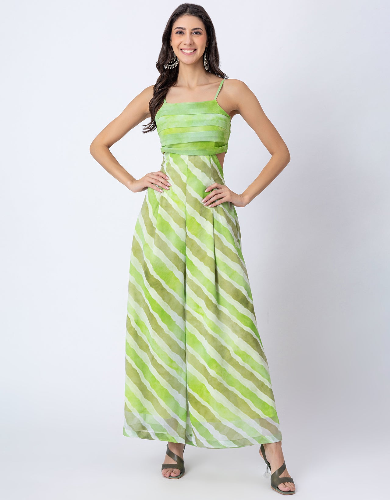 Lehariya Print Party Wear Indo-Western Cutout For Womens