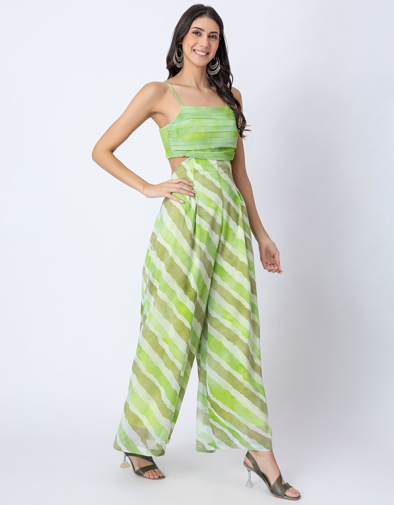 Lehariya Print Party Wear Indo-Western Cutout For Womens