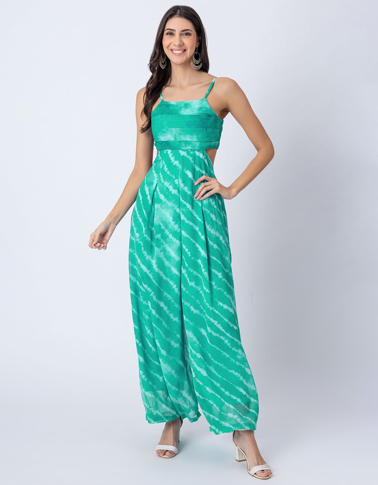 Lehariya Print Party Wear Indo-Western Cutout For Womens