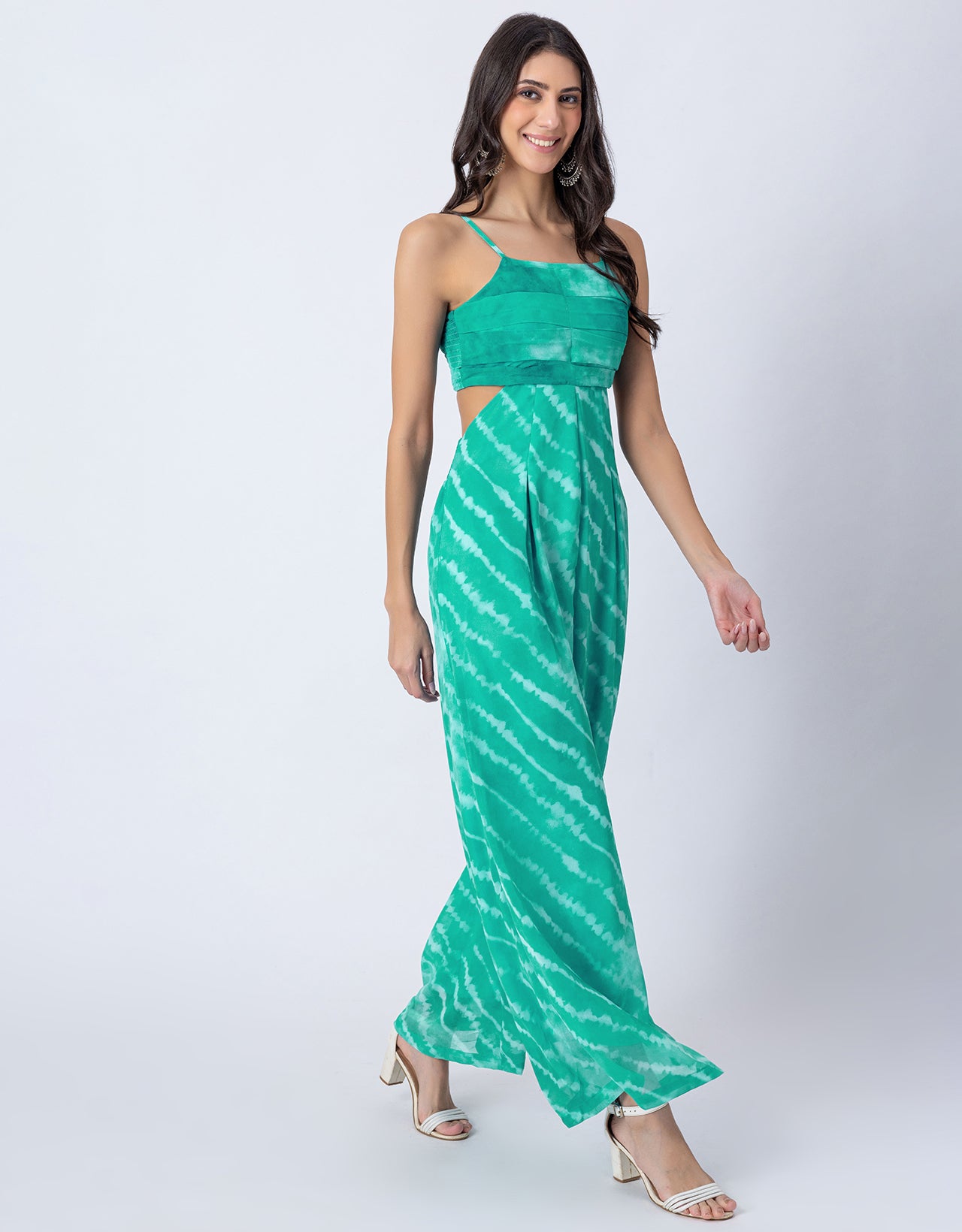 Lehariya Print Party Wear Indo-Western Cutout For Womens