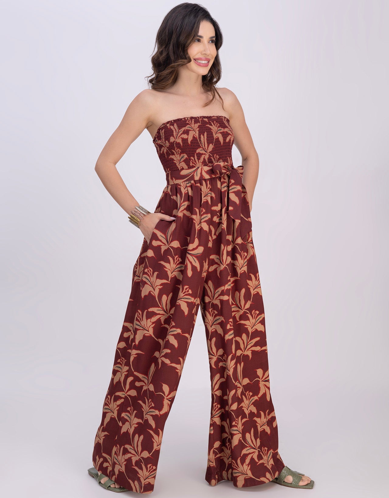 Moomaya Women's Off-Shoulder Printed Indo-Western Romper Jumpsuit