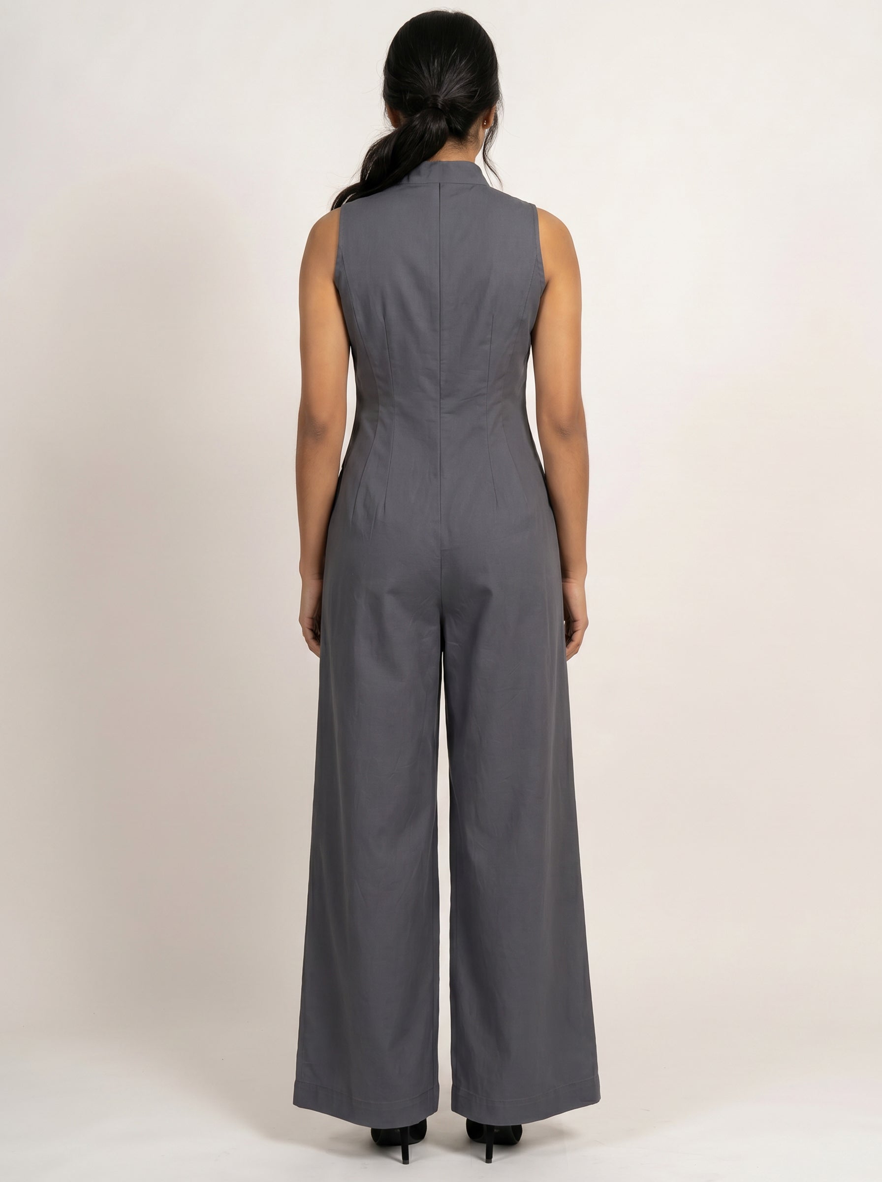 Moomaya Women’s Cotton Sleeveless Button Down Wide Leg Jumpsuit