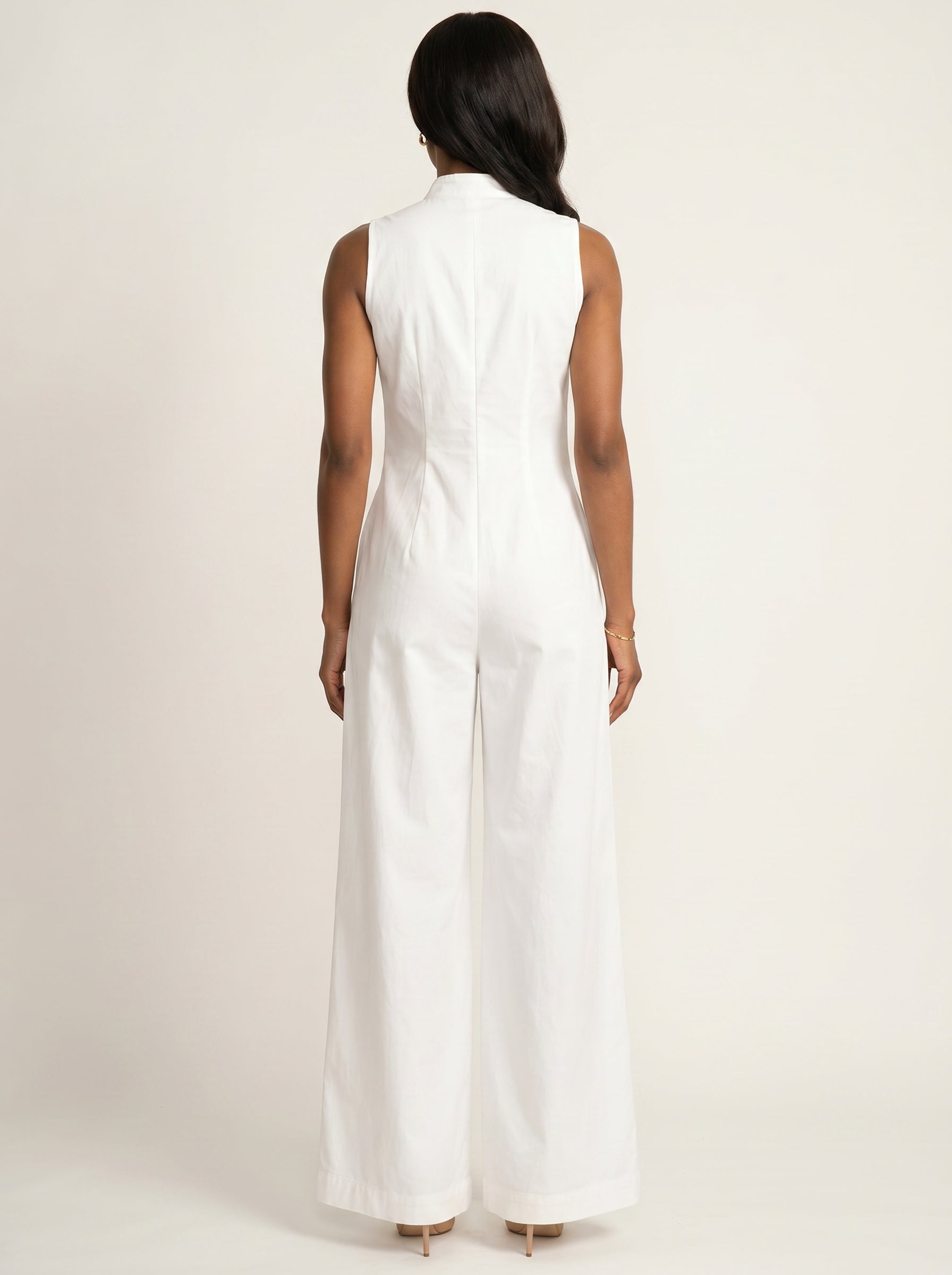 Moomaya Women’s Cotton Sleeveless Button Down Wide Leg Jumpsuit