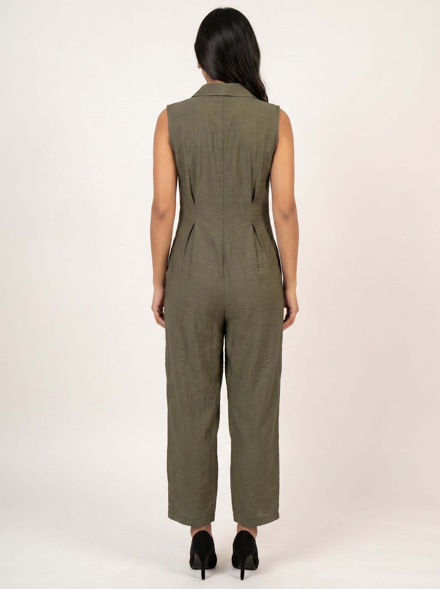 Moomaya Women’s Linen Sleeveless Jumpsuit, Full Length Casual Summer Romper