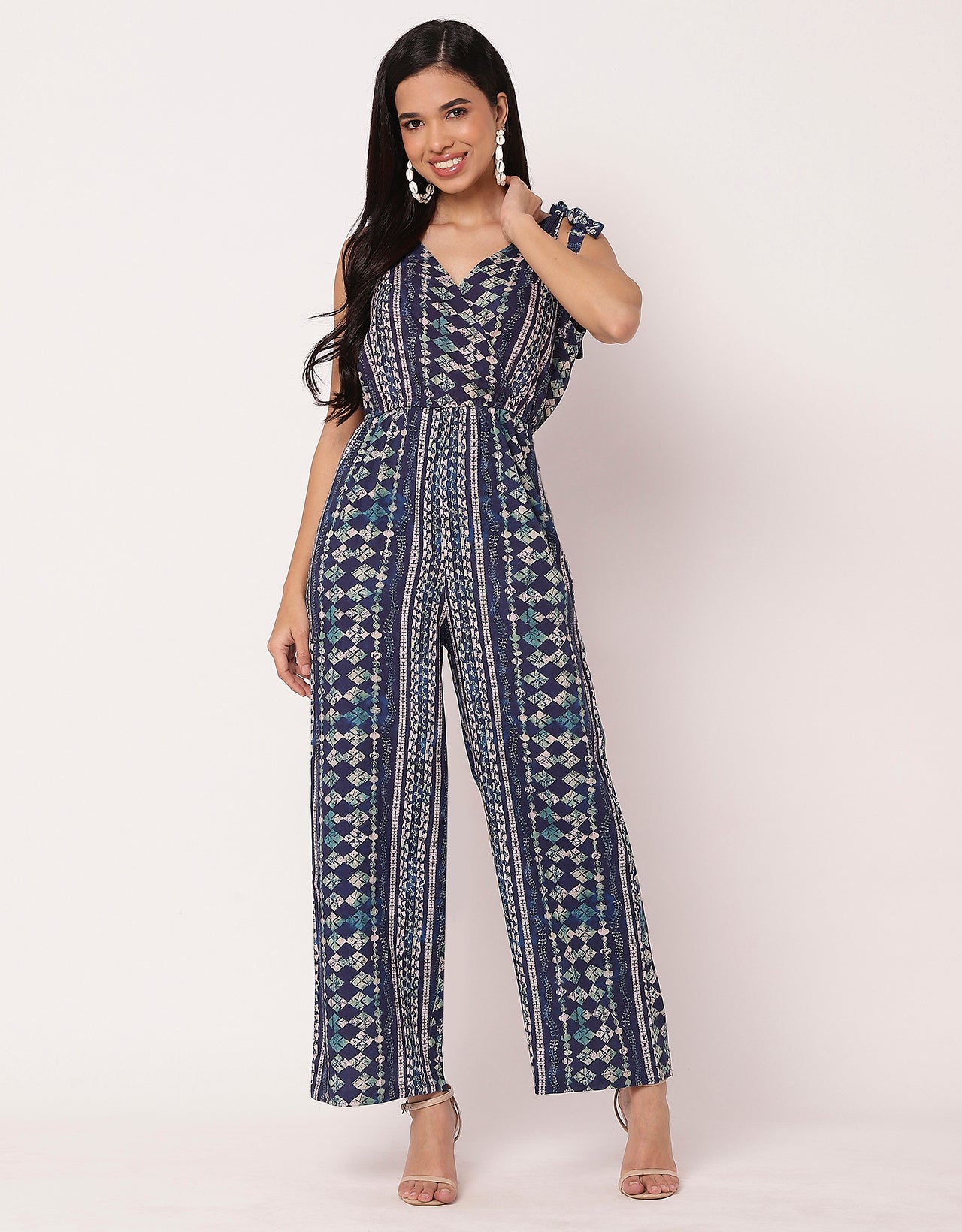 Sleeveless Tie-Up V-Neck Romper