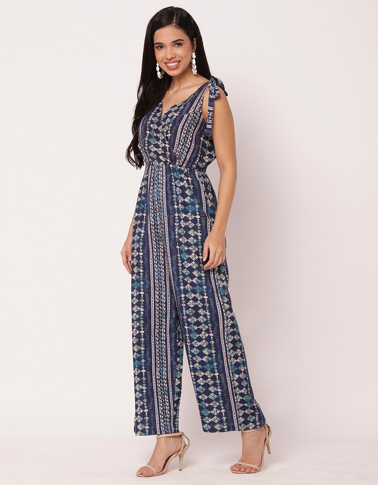 Sleeveless Tie-Up V-Neck Romper