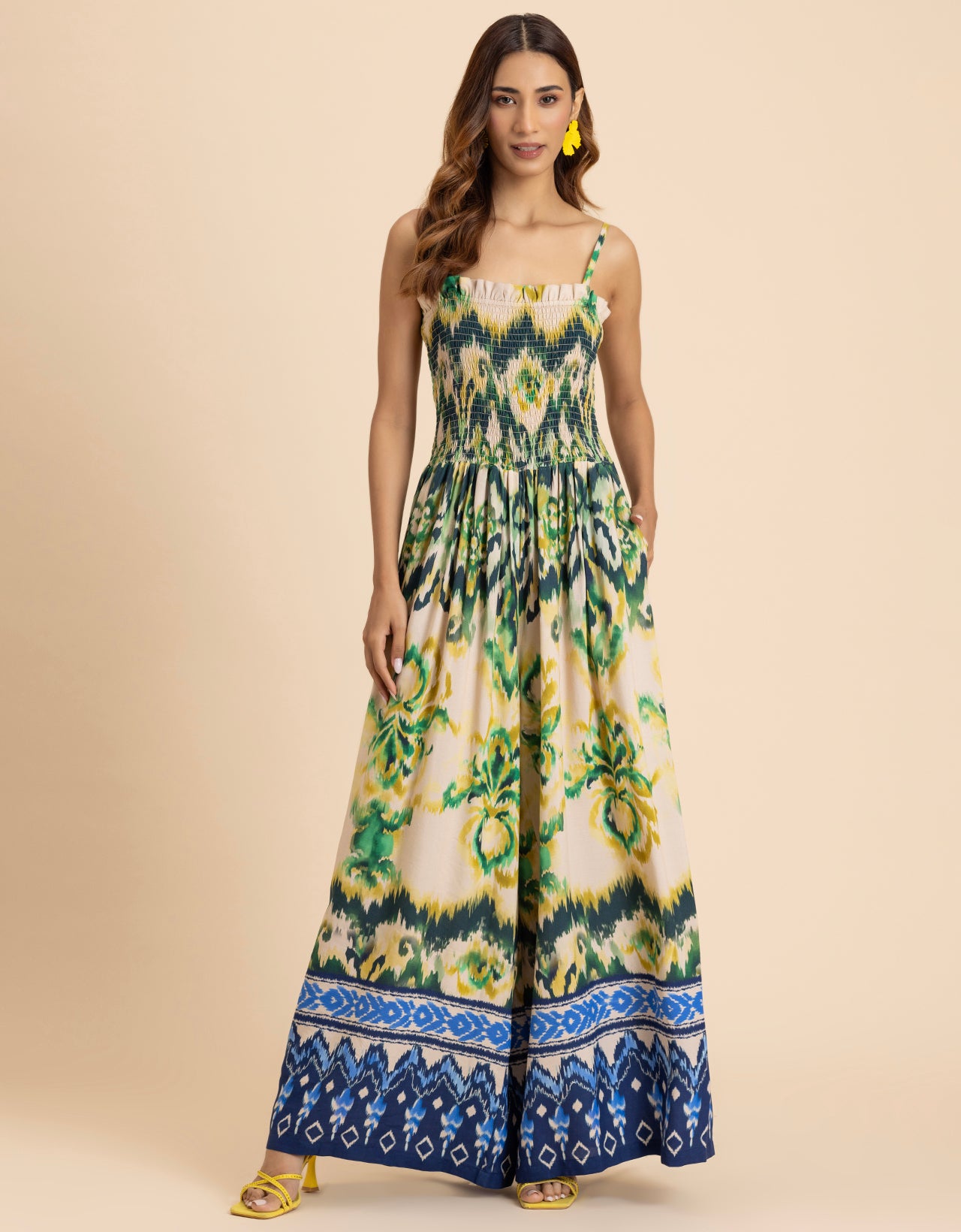 Shoulder Straps Full Leg Printed Jumpsuit For Women