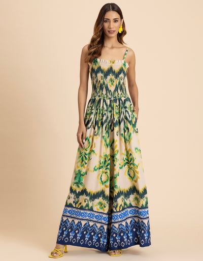 Shoulder Straps Full Leg Printed Jumpsuit For Women