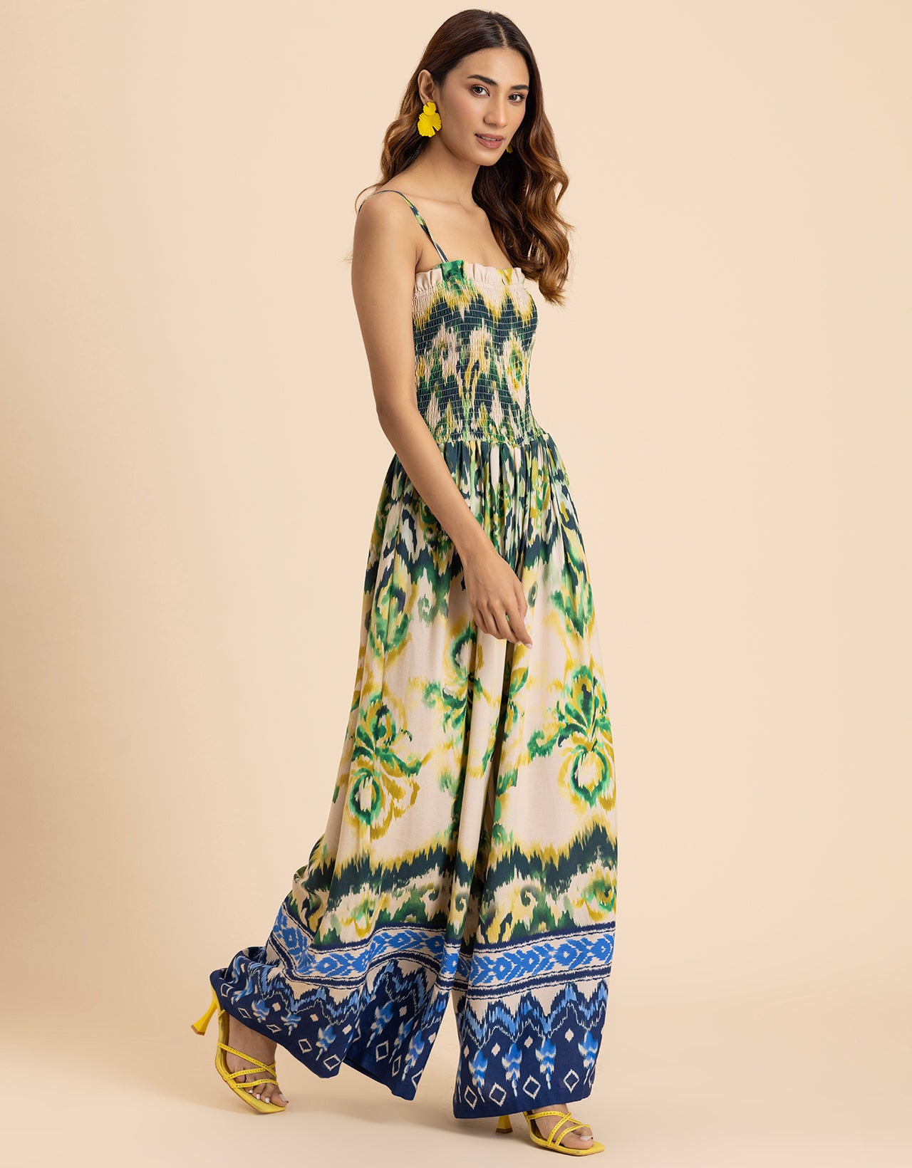 Shoulder Straps Full Leg Printed Jumpsuit For Women