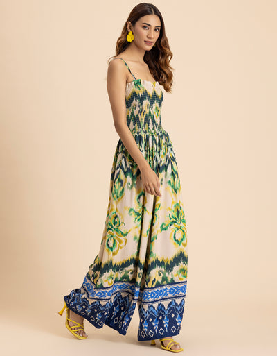 Shoulder Straps Full Leg Printed Jumpsuit For Women