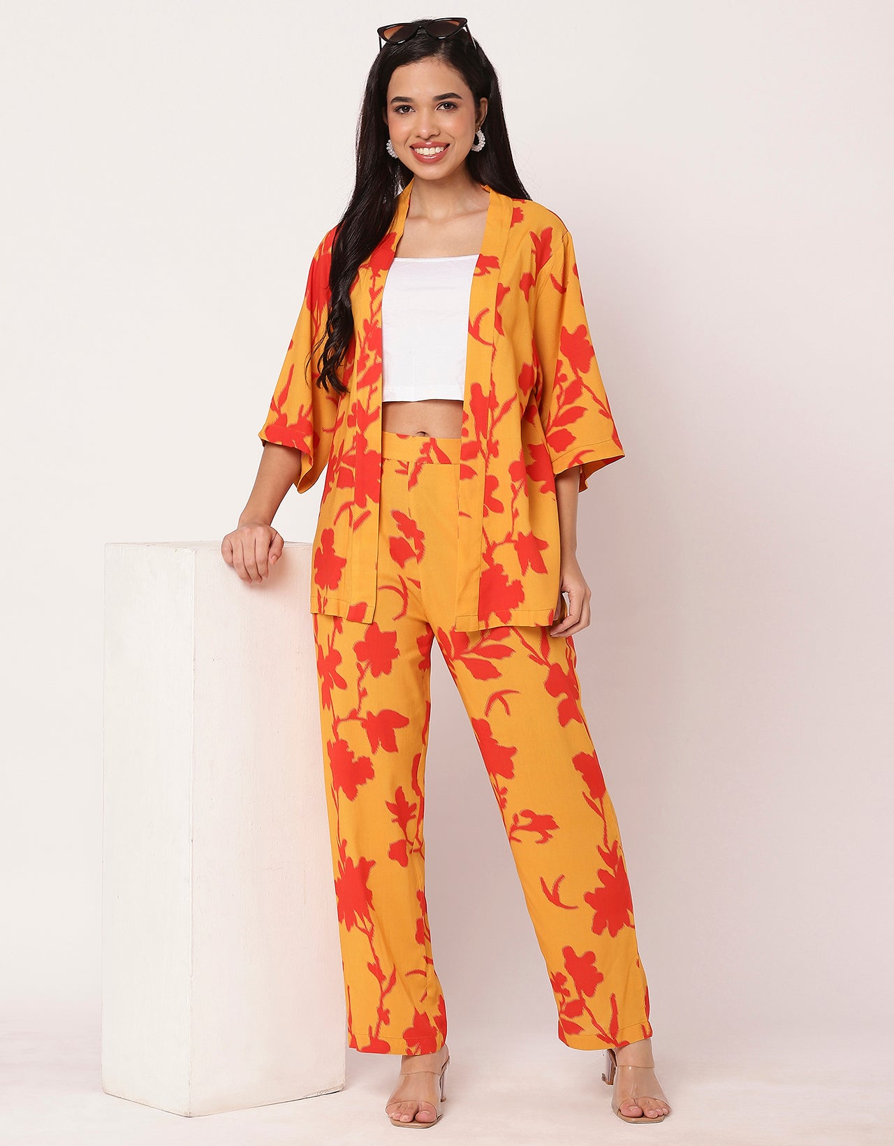2Pcs Co-Ord Set Shrug With Pants For Women
