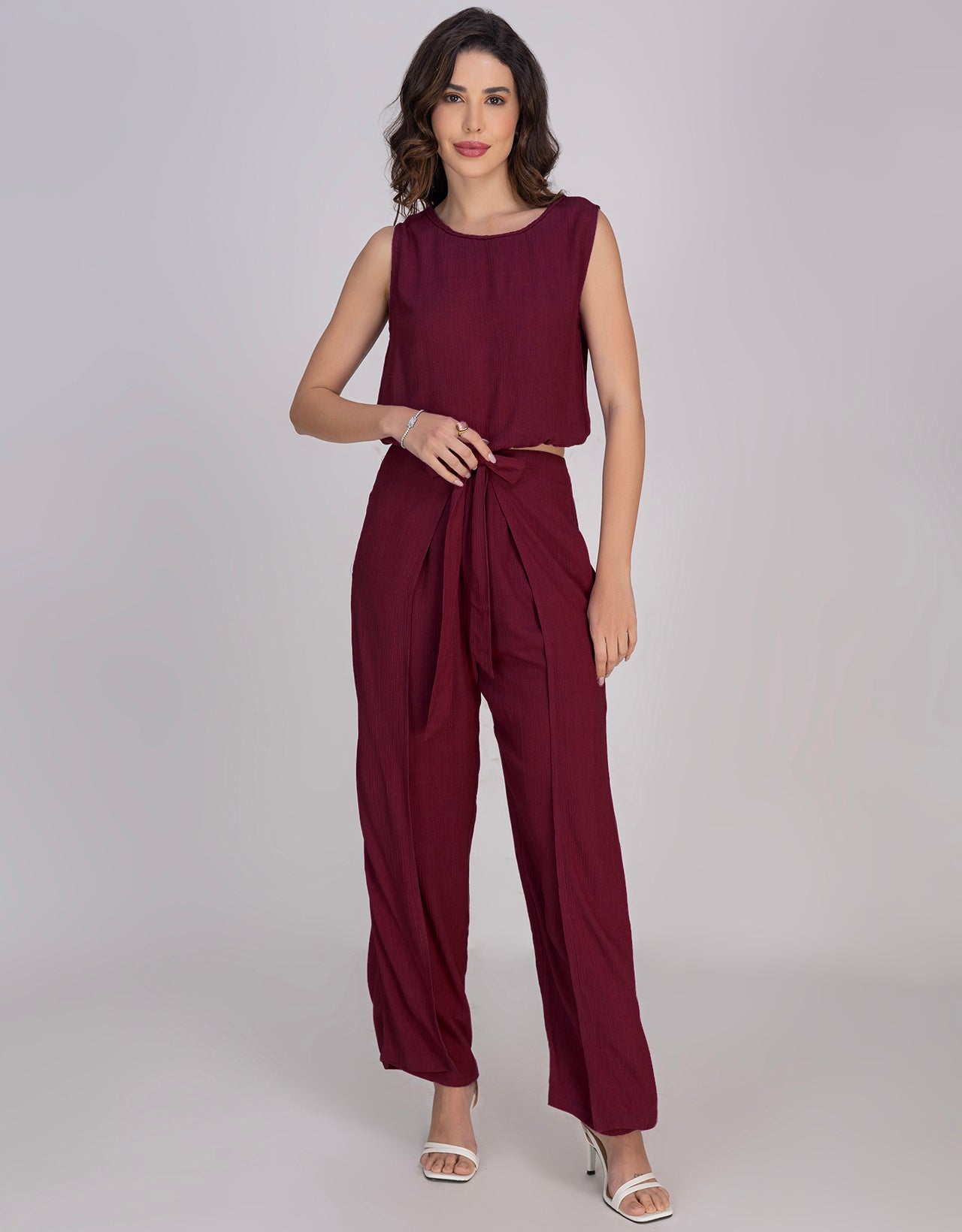 Moomaya Outfit Women's 2 Piece Co-Ord Set, Balloon Top & Fisherman Pants