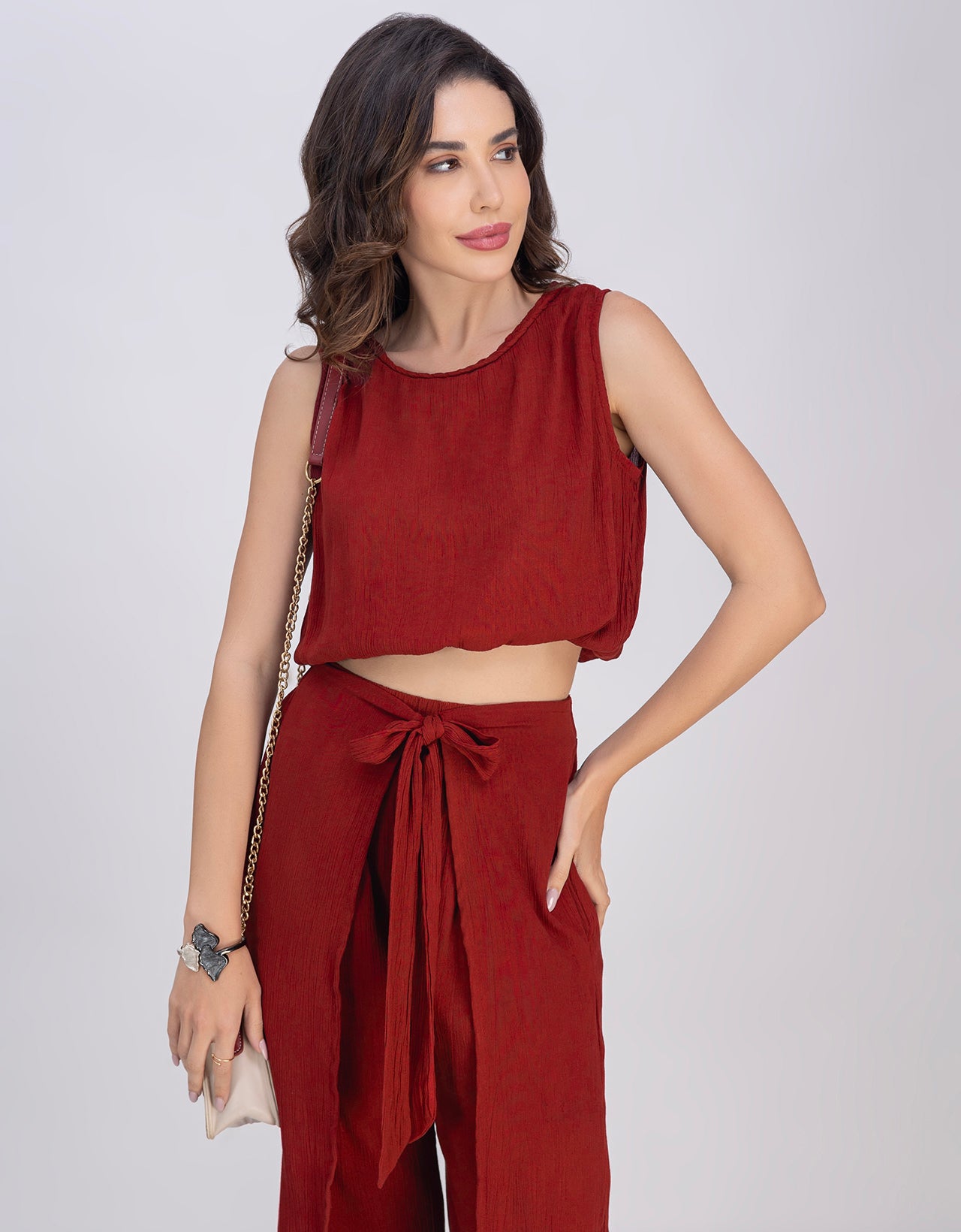 Moomaya Outfit Women's 2 Piece Co-Ord Set, Balloon Top & Fisherman Pants