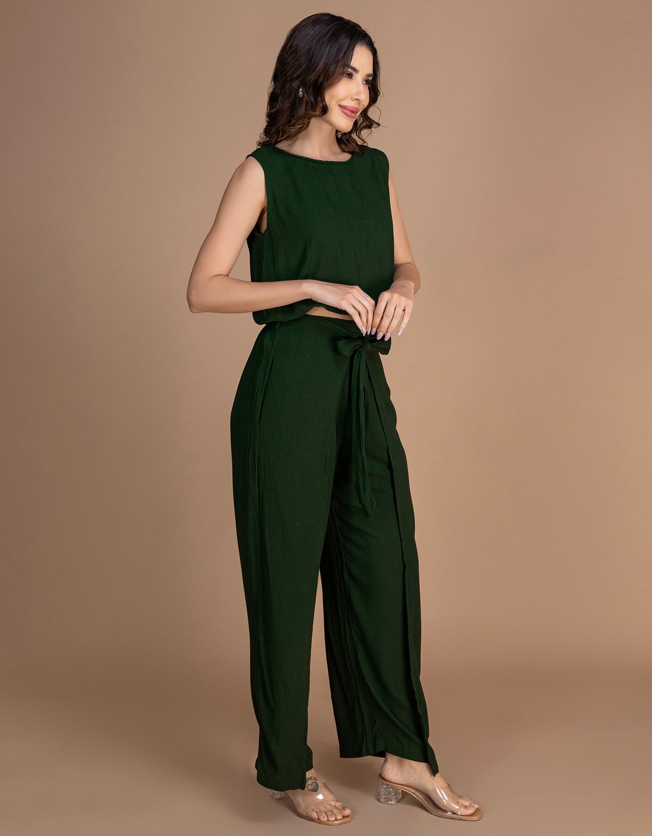 Moomaya Outfit Women's 2 Piece Co-Ord Set, Balloon Top & Fisherman Pants