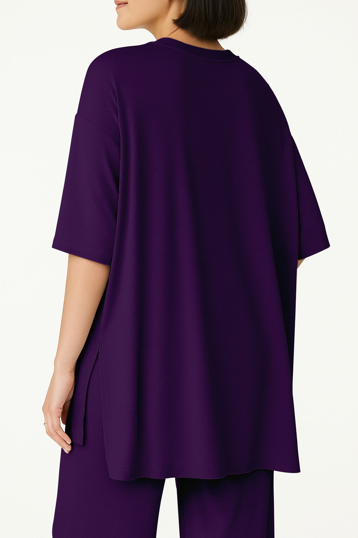 Women's 2 Piece Split Hem Tunic Top and Soft Pants with Pockets