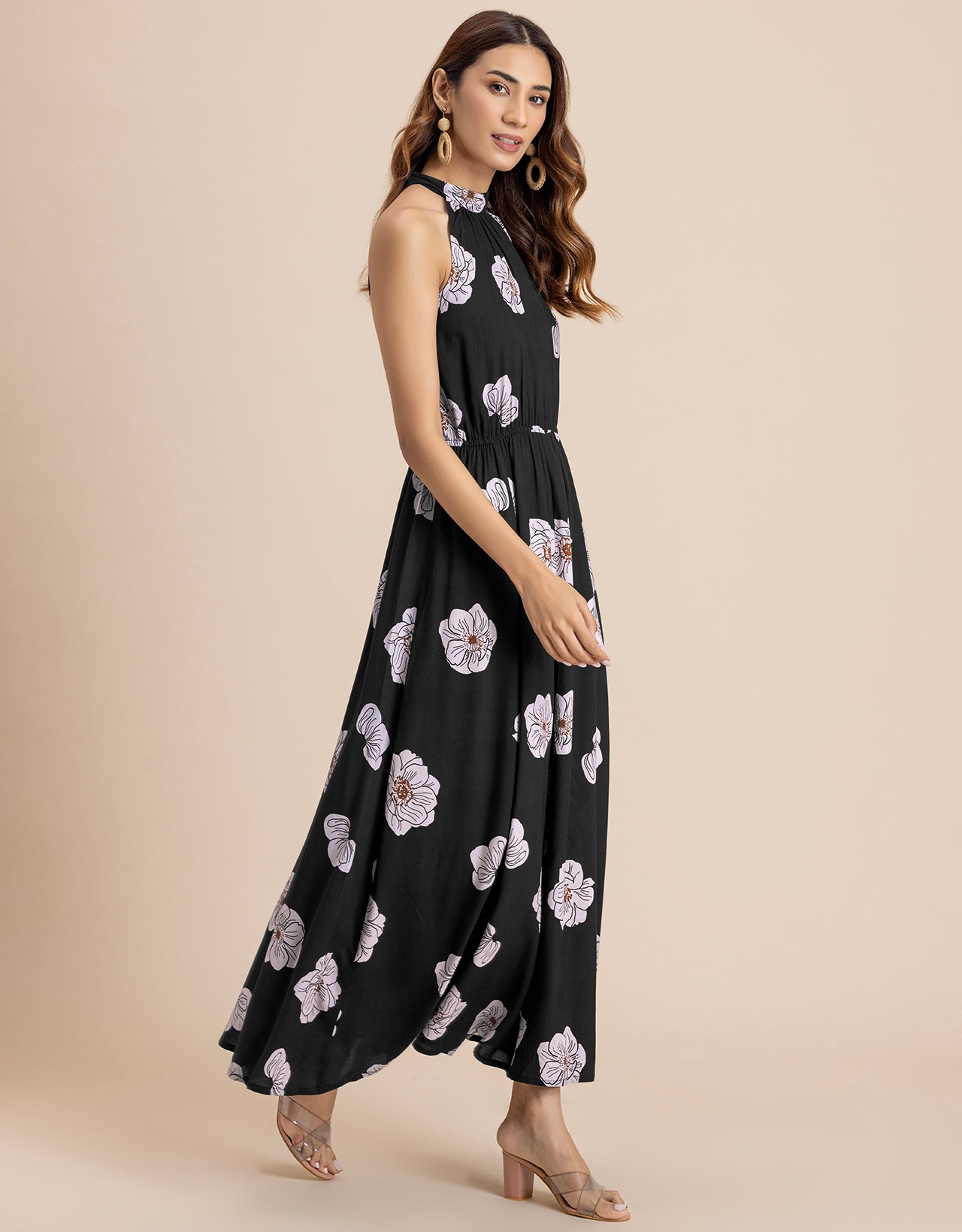 Halter Neck Fit And Flare Summer Maxi Dress For Women