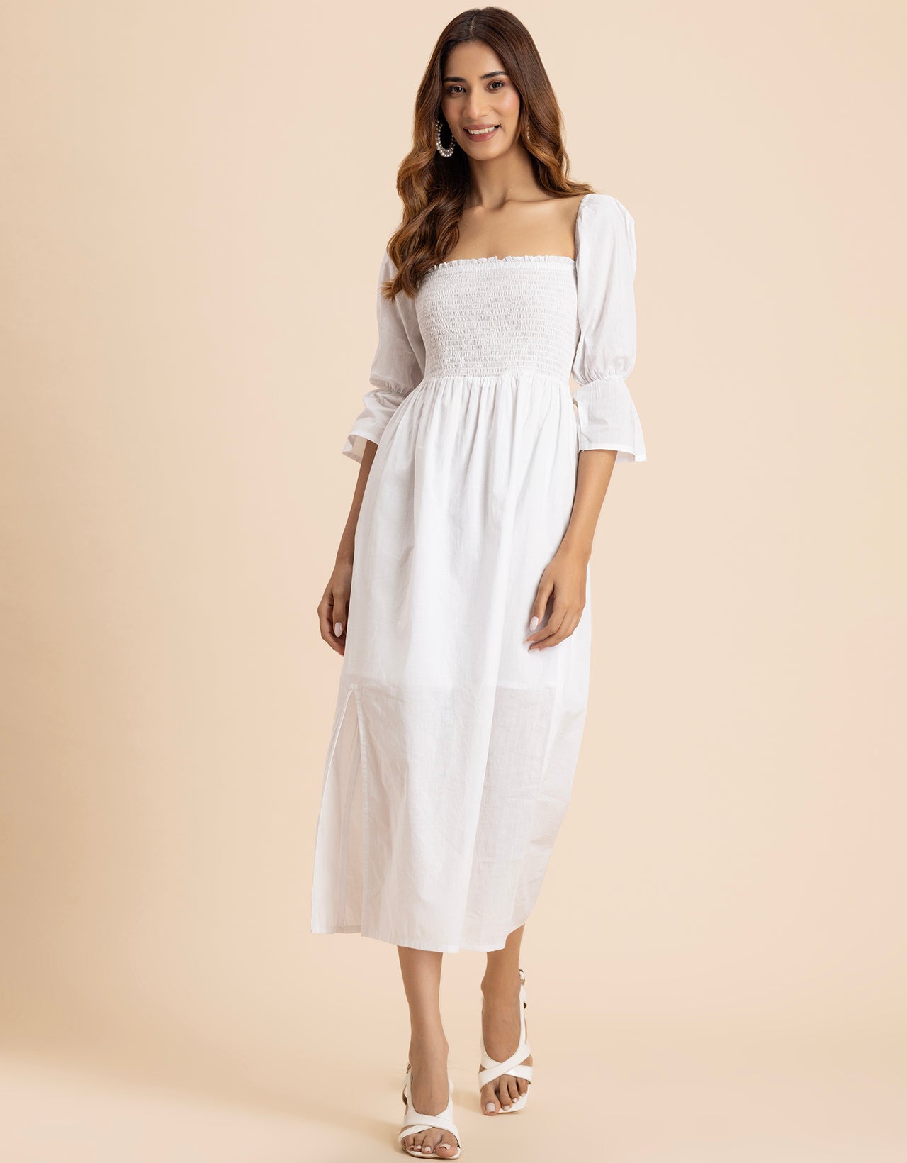 Square Neck Multi-Wear Style Midi Dress For Women