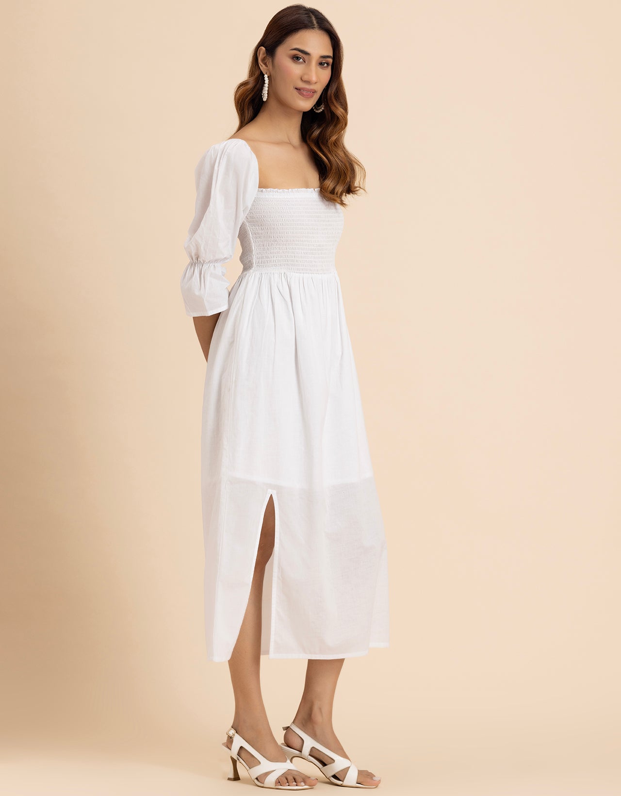 Square Neck Multi-Wear Style Midi Dress For Women