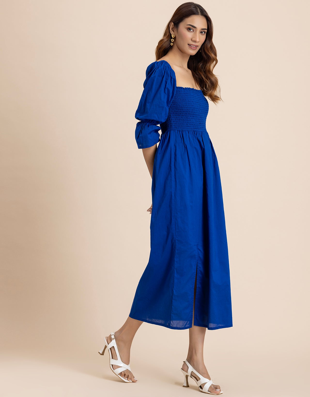 Square Neck Multi-Wear Style Midi Dress For Women