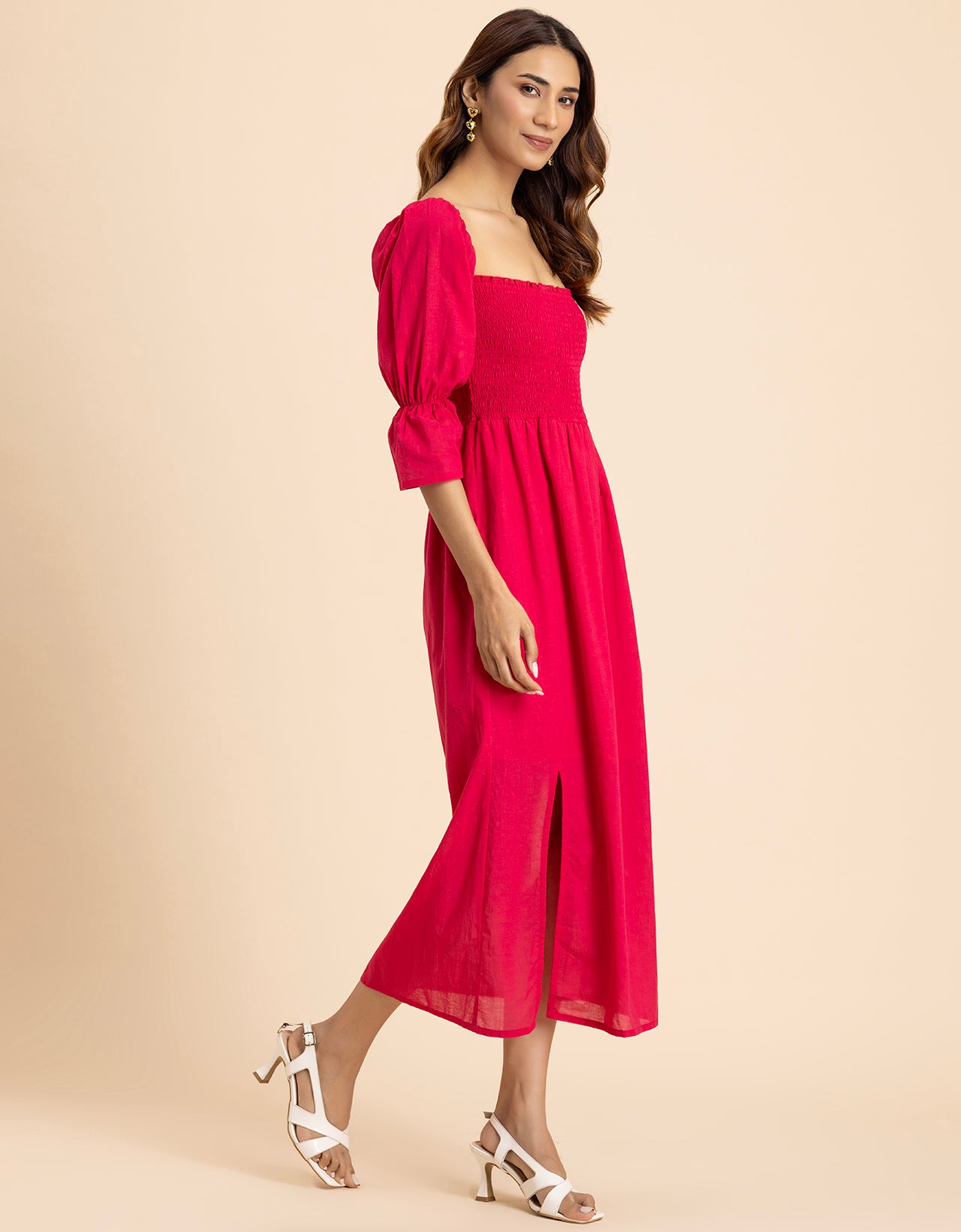 Square Neck Multi-Wear Style Midi Dress For Women
