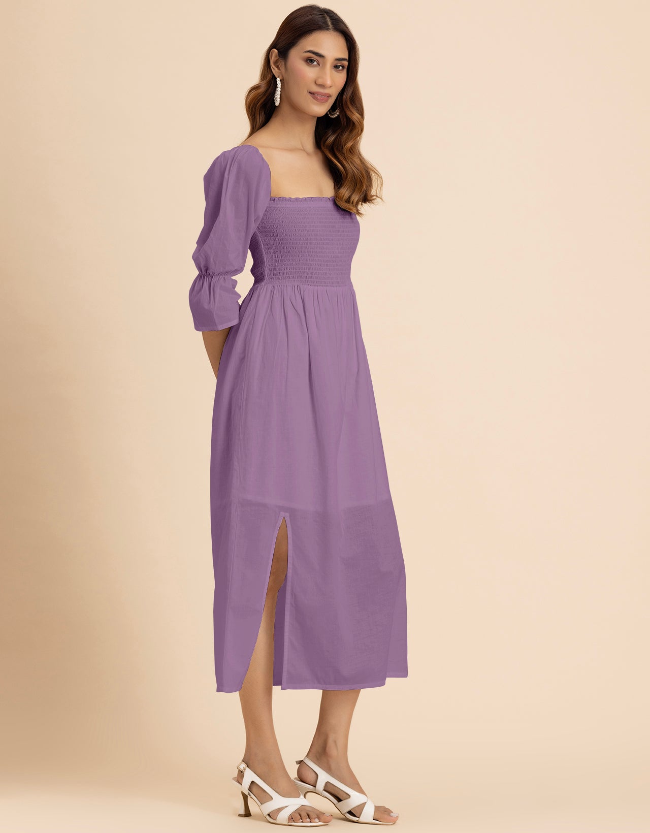 Square Neck Multi-Wear Style Midi Dress For Women