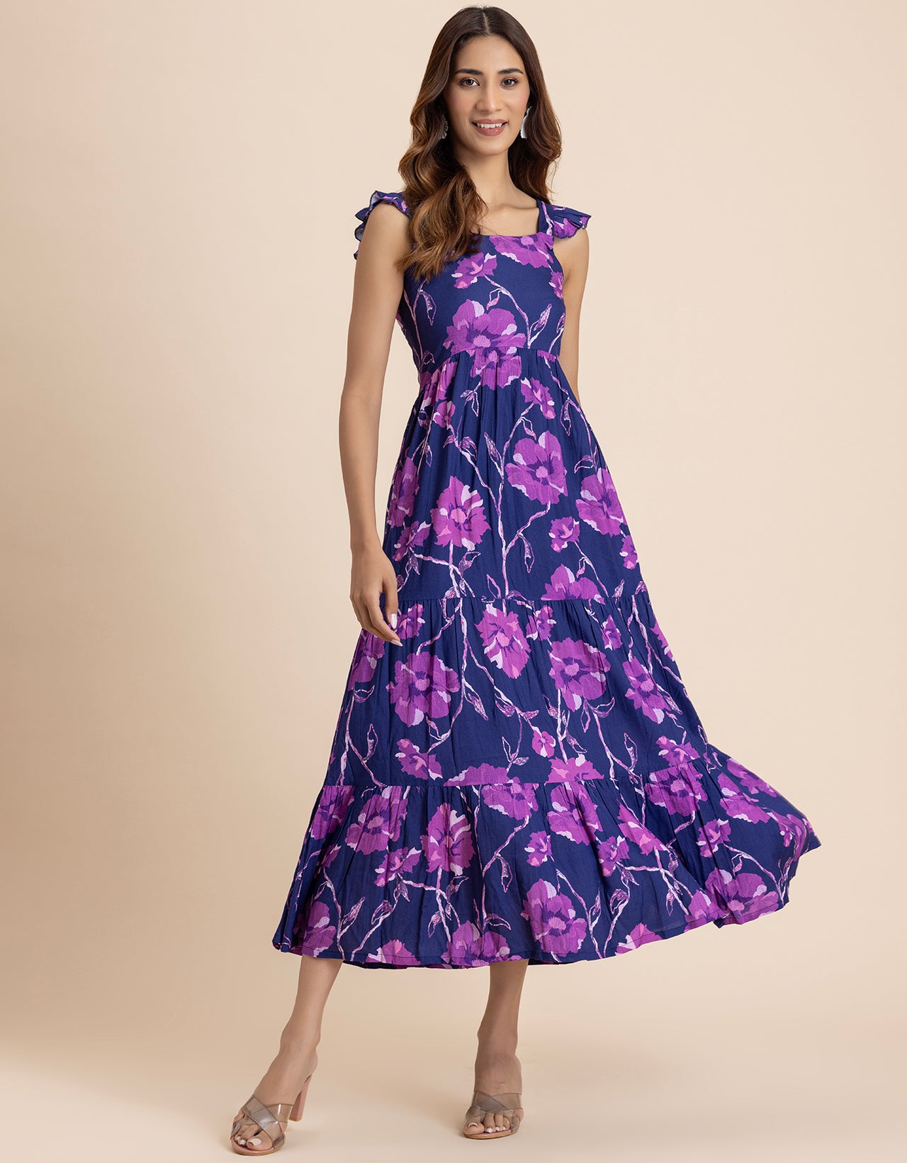 Printed Sleeveless Dress With Pockets Vacation Maxi Dress