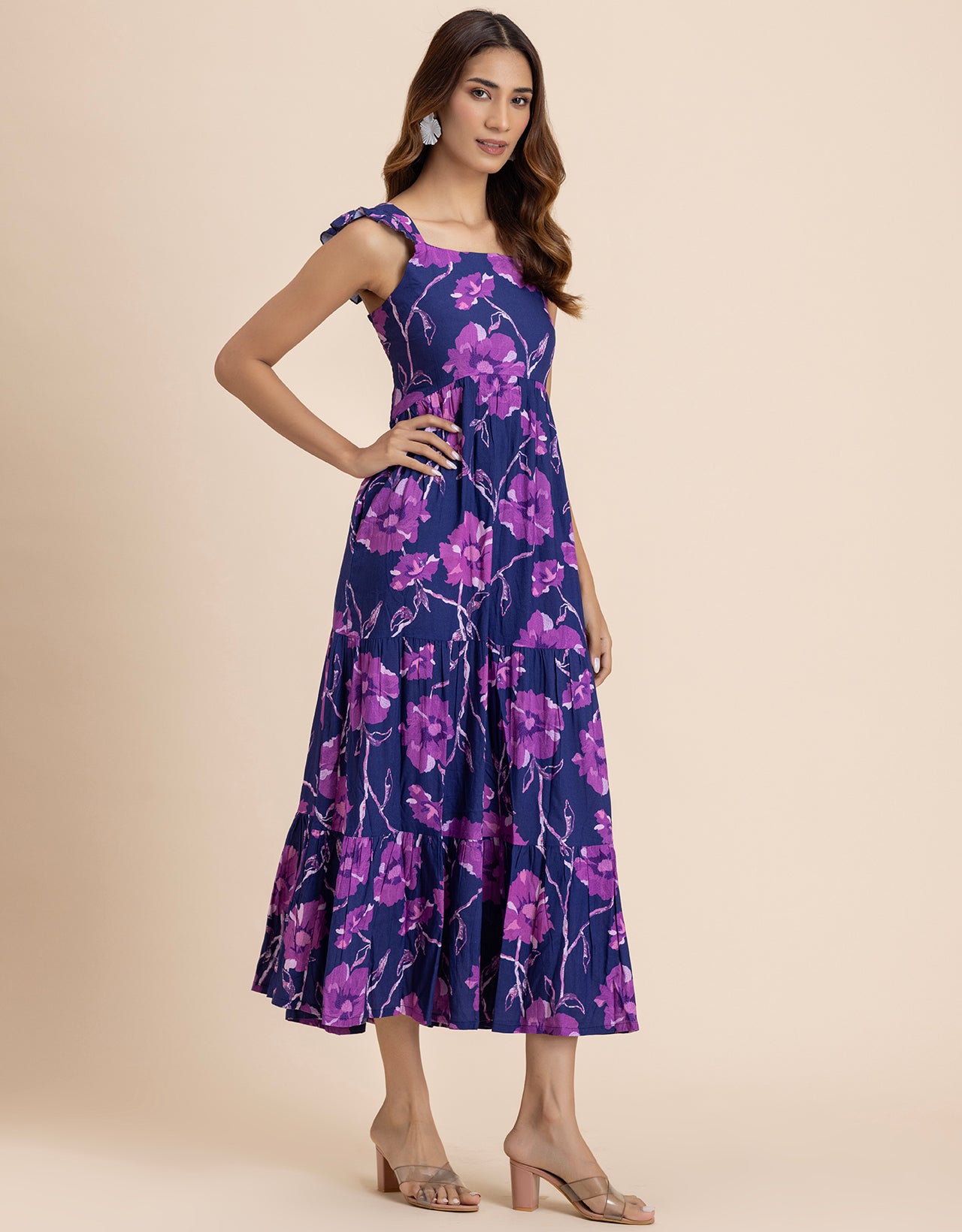 Printed Sleeveless Dress With Pockets Vacation Maxi Dress