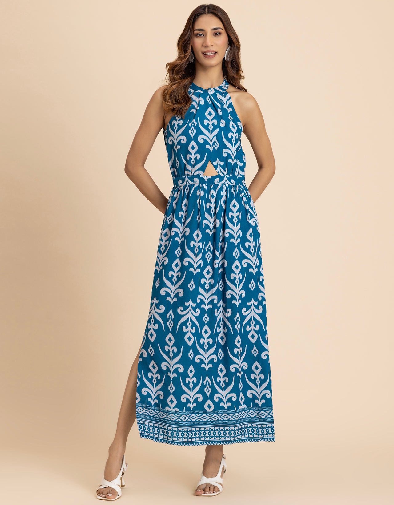 Sleeveless Cutout Style Maxi Dress With Side Slit
