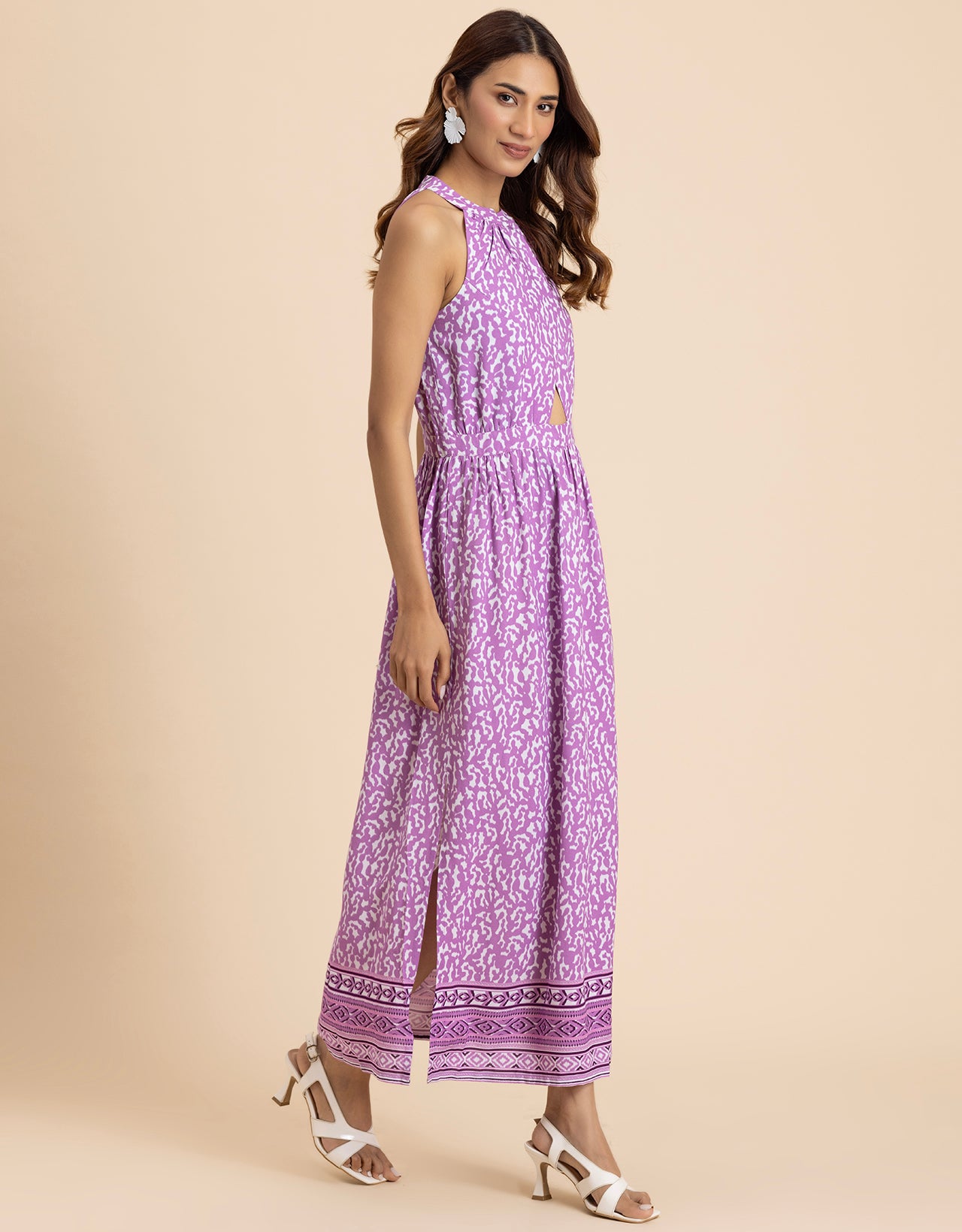 Sleeveless Cutout Style Maxi Dress With Side Slit