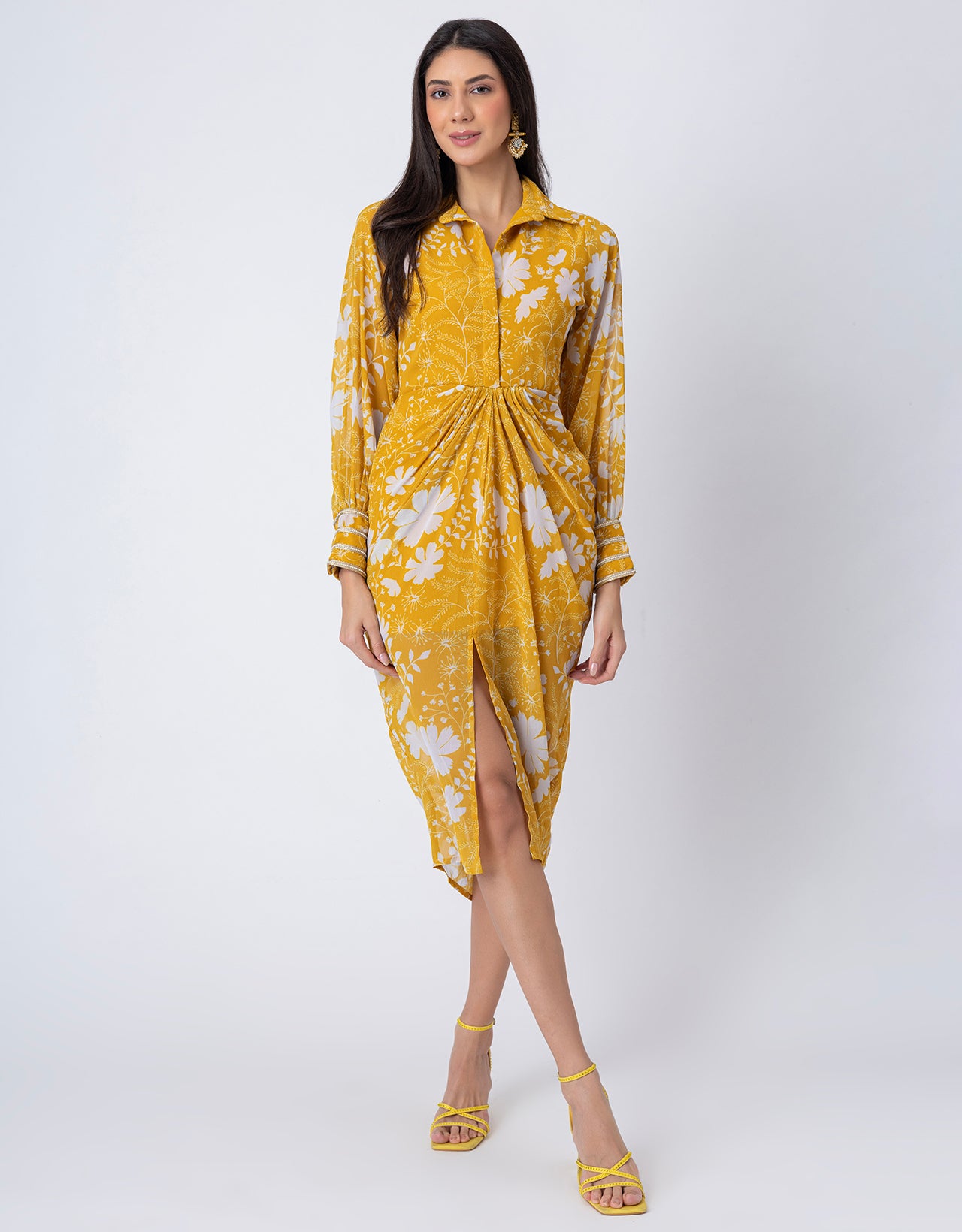 Printed Shirt Draped Dress, Indo-Western Wear Clothing for Women