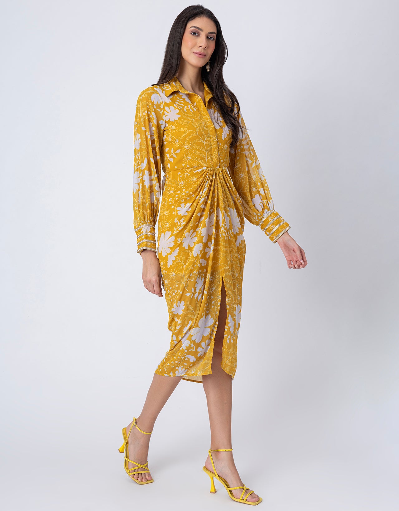 Printed Shirt Draped Dress, Indo-Western Wear Clothing for Women
