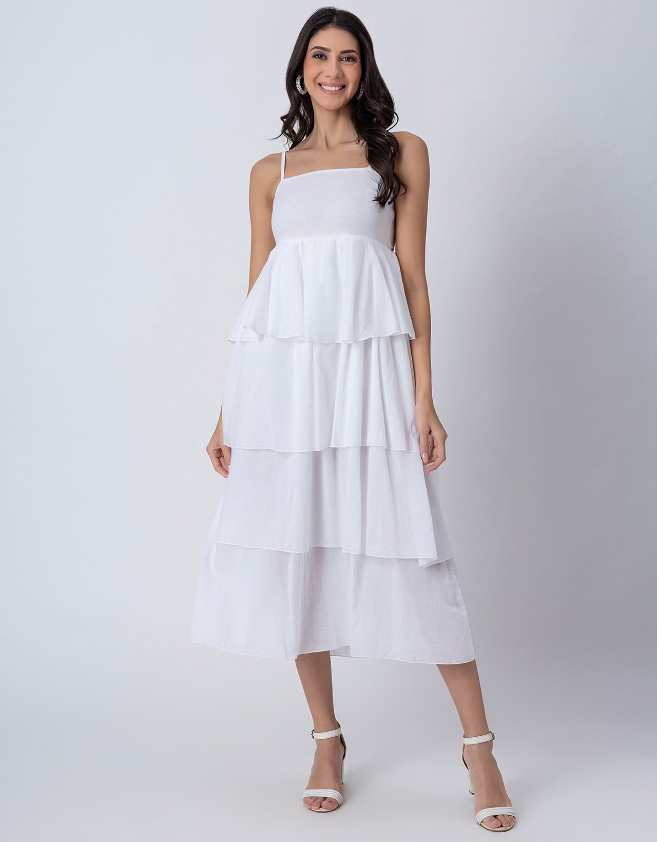 Chic Layered Frill Long Dres, Resort & Brunch Day Wear
