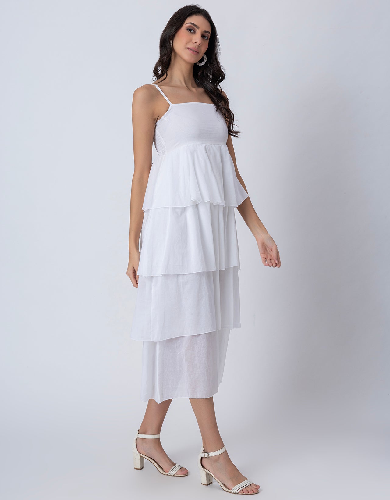Chic Layered Frill Long Dres, Resort & Brunch Day Wear